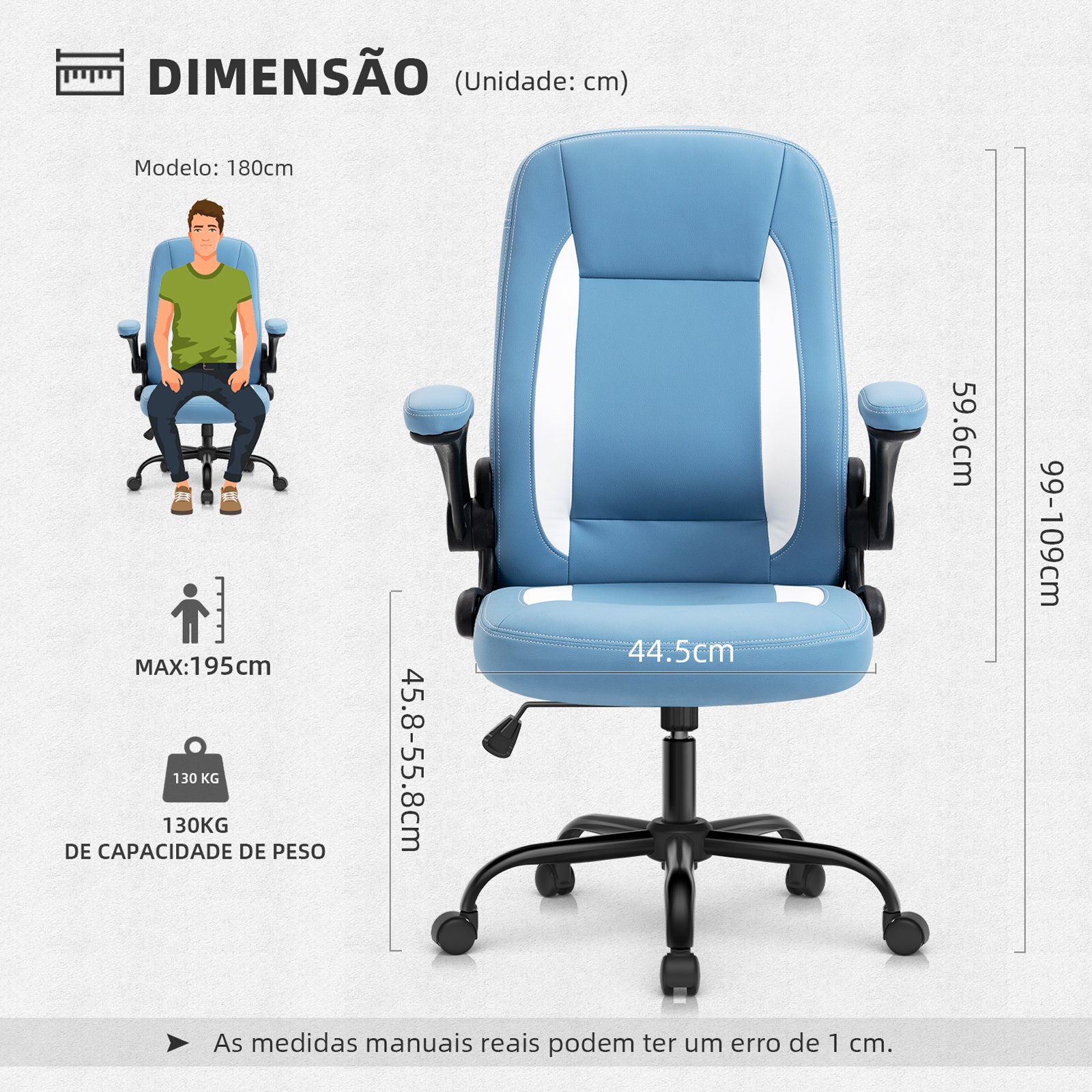 YAMASORO Cadeira Escritório Ergonomica Lombar de Apoio Cadeira Giratoria com Rodas e Apoio de Braço - 7