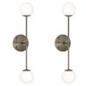 Kit 2 Arandela Luminária Parede Bolinha 2 Globo Vidro Bronze - 1