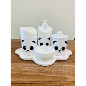 Kit Higiene Panda I Baby - Branco C/bandeja Nuvem Branca