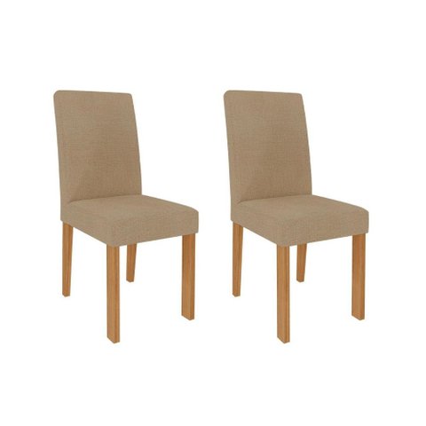 Kit 2 Cadeiras Sala Jantar Maia 2 Un Nature/suede Gengibre Bege - Cimol