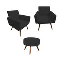 Ver imagem 1 de Kit 02 Poltrona Decorativa Nina Com Puff Preto Confiança Estofados