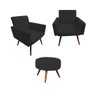 Kit 02 Poltrona Decorativa Nina Com Puff Preto Confiança Estofados - 1