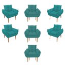 Ver imagem 1 de Kit 07 Poltronas Decorativas Opala Retro Consultório Cor:Azul Turquesa