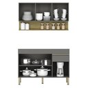 Ver imagem 3 de Armário de Cozinha com Balcão sem Tampo 120cm Lina K02 Gris/Freijó - Mpozenato