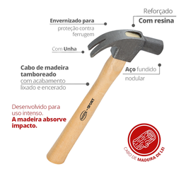 Martelo de Aço com Unha Tamboreado N° 27 Durín - 2