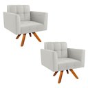 Ver imagem 2 de Poltrona Sala Decorativa Kit 2 Elisa Giratória Castanho Mm30 Sintético Cinza D03 - D’Rossi