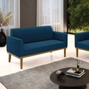 Ver imagem 1 de Sofá 2 Lugares Namoradeira Madeira Castanho Marisa Bouclê Azul D03 - D’Rossi