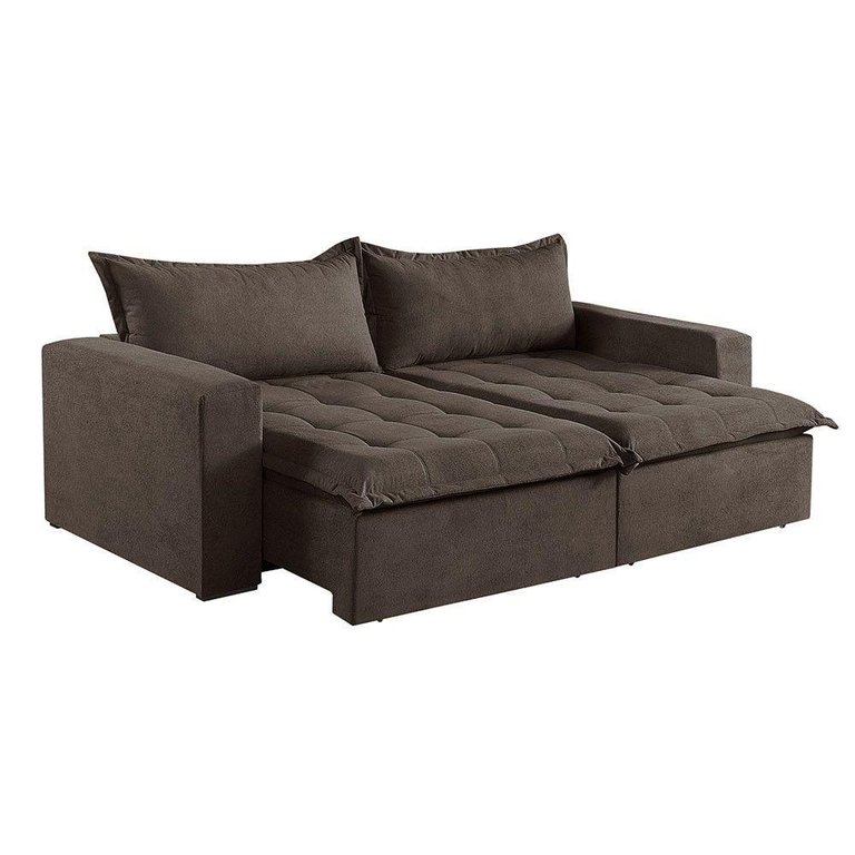 Sofá Cama 4 Lugares Retrátil Reclinável M-184 Veludo Martins Marrom Sofá Cama 4 Lugares Retrátil Reclinável M-184 Veludo Martins Marrom