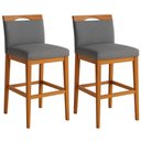 Ver imagem 2 de Kit 2 Banquetas Alta Cozinha Gourmet Estofada Linho:Linho Cinza