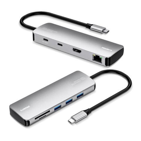 Adaptador Conversor USB-C para HDMI 4k - 3 Portas USB 3.2 - USB-C - RJ45 - Leitor de Cartão -