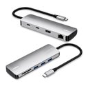 Ver imagem 1 de Adaptador Conversor USB-C para HDMI 4k - 3 Portas USB 3.2 - USB-C - RJ45 - Leitor de Cartão -