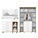 Ver imagem 4 de Quarto de Bebê Retrô com Berço 100% Mdf Guarda Roupa 4 Portas e 4 Gavetas e Cômoda Zoe Yescasa