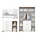 Ver imagem 4 de Quarto de Bebê Retrô com Berço 100% MDF Guarda Roupa 4 Portas e 4 Gavetas e Cômoda Zoe Yescasa