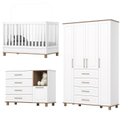 Ver imagem 3 de Quarto de Bebê Retrô com Berço 100% Mdf Guarda Roupa 4 Portas e 4 Gavetas e Cômoda Zoe Yescasa