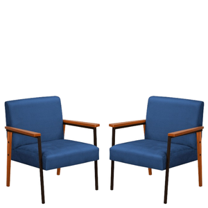 Kit 2 Poltronas Decorativas Fontana para Sala de Estar Aveludada Azul - Mobilia Mobilia