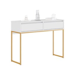 Aparador Moderno Estilo Industrial com Base Metal 2 Gavetas - Branco Dourado - 6