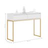 Aparador Moderno Estilo Industrial com Base Metal 2 Gavetas - Branco Dourado - 4