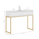 Ver imagem 4 de Aparador Moderno Estilo Industrial com Base Metal 2 Gavetas - Branco Dourado