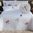 Ver imagem 2 de Kit 3 Peças Cobre Leito Casal Queen Bordado Libélula Matelado