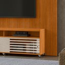 Ver imagem 4 de Painel Tv 75 Pol 238cm Ripado Kalven com Rack Bancada Nerion Cinamomo/off White M20 - D’Rossi