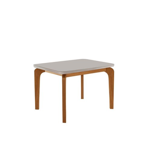 Mesa para Sala de Jantar 120 cm 100% MDF com Vidro Canto Copo Dublin Laranja/Off White/Marromle/Serig.