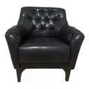 Ver imagem 2 de Poltrona Decorativa Tecido Sintético Preto com Tachas e Pés de Madeira Maciça Shaula Harmônica