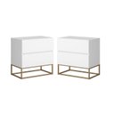 Ver imagem 1 de Kit 2 Mesa de Cabeceira para Quarto Eros 45cm Estilo Industrial com Pés de Ferro Dourado 2 Gavetas:b