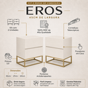 Ver imagem 2 de Kit 2 Mesa de Cabeceira para Quarto Eros 45cm Estilo Industrial com Pés de Ferro Dourado 2 Gavetas