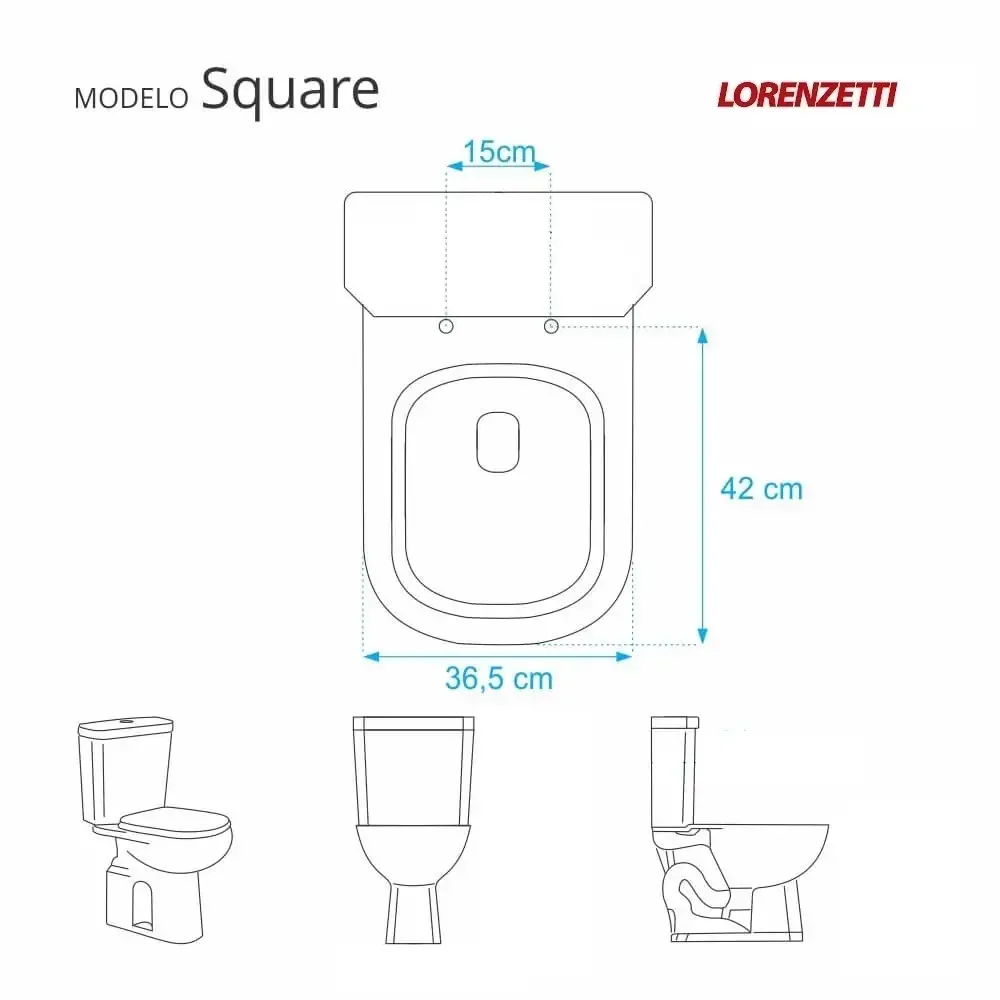 Assento Sanitário em MDF Square Branco para bacia Lorenzetti - 3