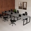 Ver imagem 1 de Mesa Escritório Plataforma Trabalho 6 Lugares 4,20m x 1,20m Industrial Executive 100% MDF Pés Metal