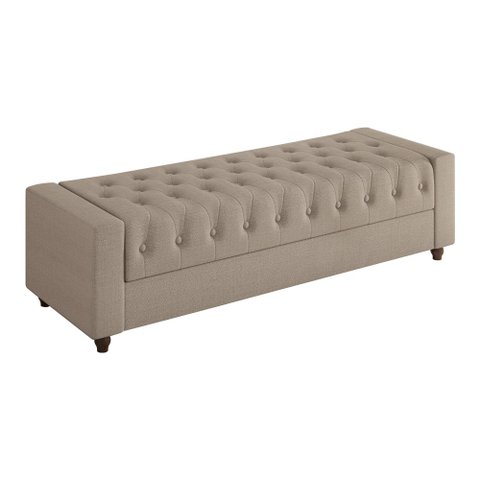 Puff Baú Calçadeira 140cm Heste Linho Bege - Sallar Home