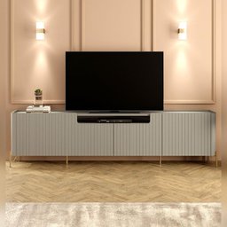 Rack com 4 Portas Brise para Sala 220cm Pés Metal 100% Mdf - 1