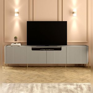 Rack com 4 Portas Brise para Sala 220cm Pés Metal 100% Mdf