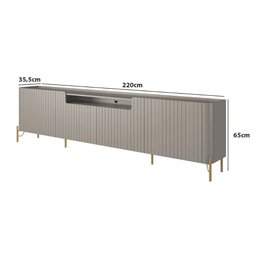 Rack com 4 Portas Brise para Sala 220cm Pés Metal 100% Mdf - 3
