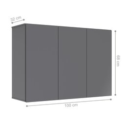 Armário Aéreo Aliex 03 portas Cinza - 4