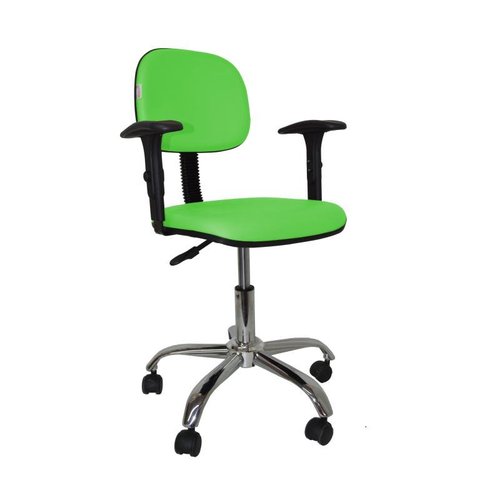 Cadeira Secretaria Bolt CR com Braco Regulavel - Couro Sintetico Corano - Verde