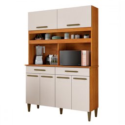 Armário de Cozinha São Paulo 6 Portas 2 Gavetas Nature/off White - Kaiki Móveis - 2 Armário de Cozinha São Paulo 6 Portas 2 Gavetas Nature/off White - Kaiki Móveis - 2