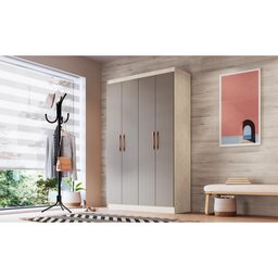 Guarda-Roupa 4 Portas 2 Gavetas Orlando Multimóveis CR4147 Crema/Fumê - 4 Guarda-Roupa 4 Portas 2 Gavetas Orlando Multimóveis CR4147 Crema/Fumê - 4