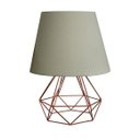 Ver imagem 1 de Abajur de mesa aramado diamante cobre branco cúpula algodão