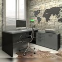 Ver imagem 1 de Mesa de Escritório em L 170cm com Balcão e 3 Gavetas