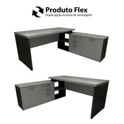 Mesa de Escritório em L 170cm com Balcão e 3 Gavetas - 4