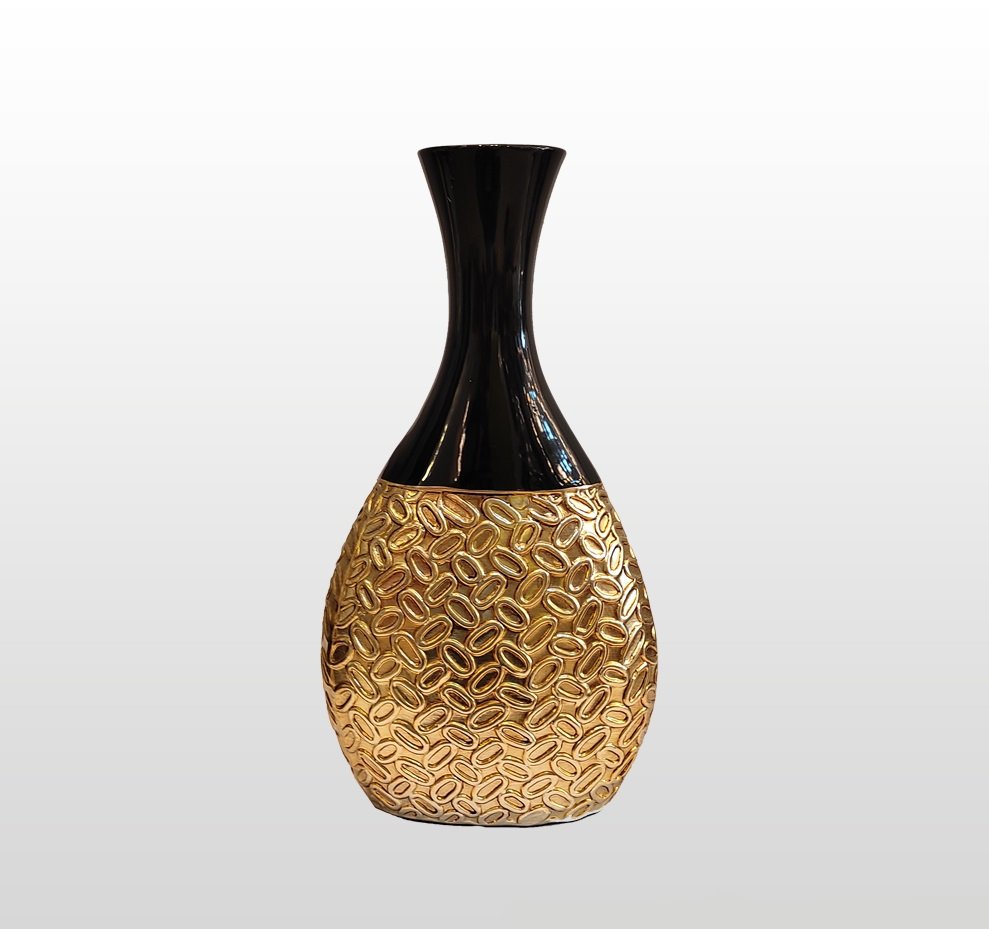 VASO DECORATIVO DOURADO BOCA PRETA