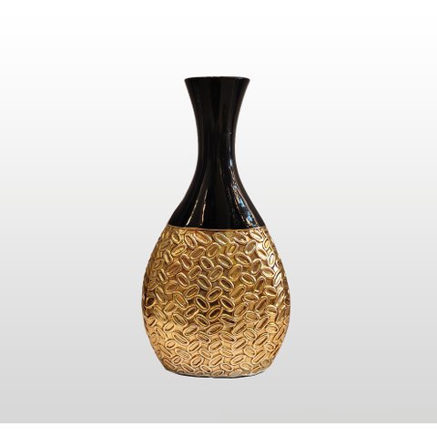 VASO DECORATIVO DOURADO BOCA PRETA