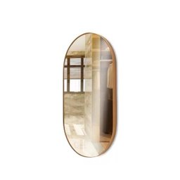 Espelho Parede Oval Moldura Couro para Sala Quarto Banheiro - 1