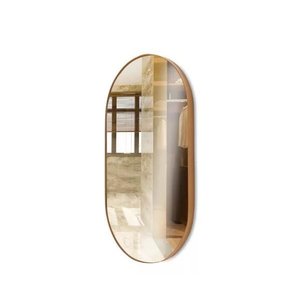 Espelho Parede Oval Moldura Couro para Sala Quarto Banheiro