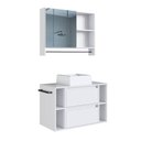 Ver imagem 2 de Conjunto Banheiro Gabinete com Cuba e Espelheira Toalheiro 80cm Suspenso Multimóveis Crpro-CON033