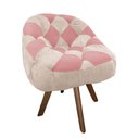 Ver imagem 2 de Poltrona Paloma Escritório Sala Giratória Madeira Suede Bege e Suede Rose - Dominic Decor