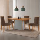 Ver imagem 1 de Mesa de Jantar Diane 120cm Tampo Mdf Laminado com 4 Cadeiras Lisboa Moderna Mobília