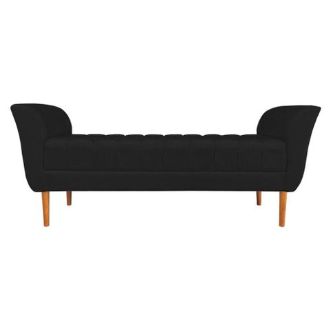 Calçadeira Recamier Casal 1,50m Londres Veludo - Pallazio Preto