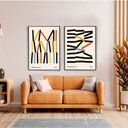 Ver imagem 1 de Quadro Decorativo Abstrato Hastes em 2 Telas com Moldura Filete